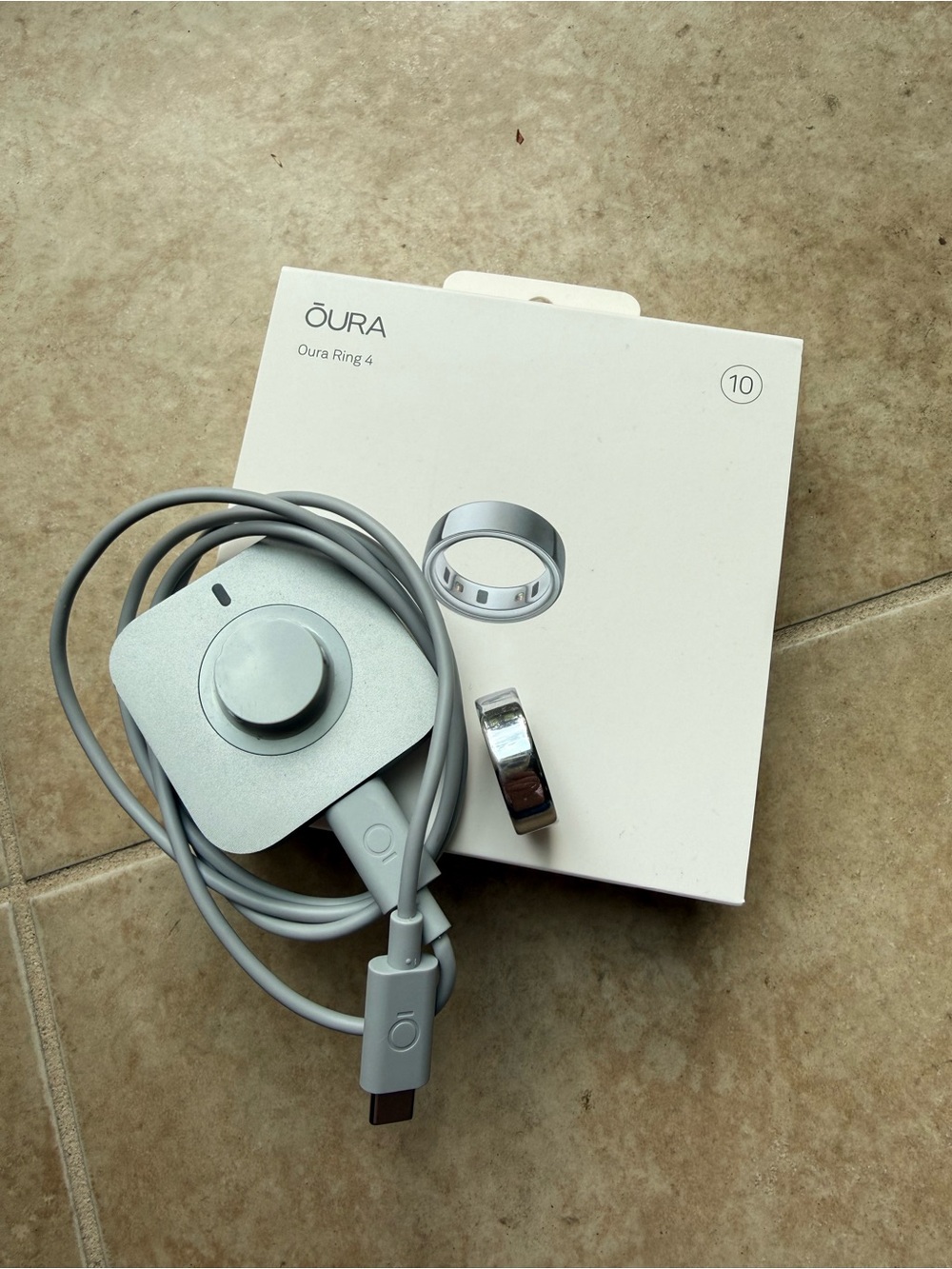 Oura Ring 4, Silver, Size 10